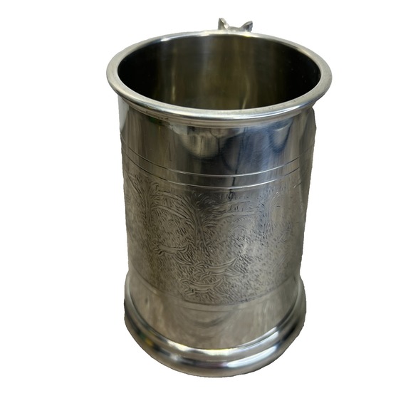 Vtg English Pewter Sheffield England Tankard Stein Horse & Fox Hunt Engraving - Picture 3 of 8